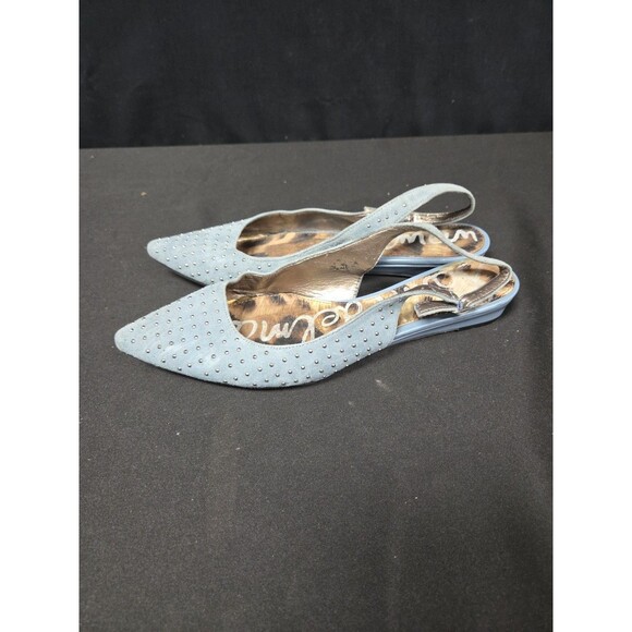 Sam Edelman Women's Idahlia Blue Suede Studded Slingback Flats Black Sz 8.5M EUC - Picture 5 of 6